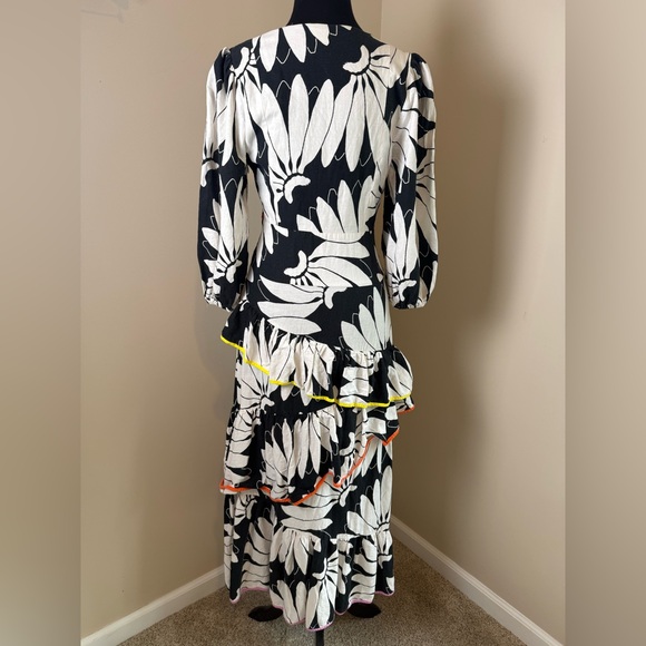 FARM Rio Black and White Floral Dress with Red Accents - Picture 10 of 14